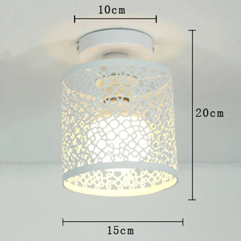 Plafonnier LED E27 en fer forgé noir style nordique moderne pour intérieur