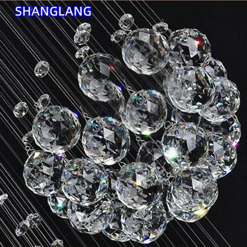 Lustre moderne boule de cristal LED design luxe pour salon