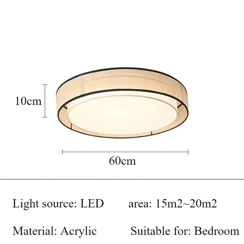 Plafonnier LED Circulaire en Tissu, Luminaire Décoratif pour Salon et Chambre
