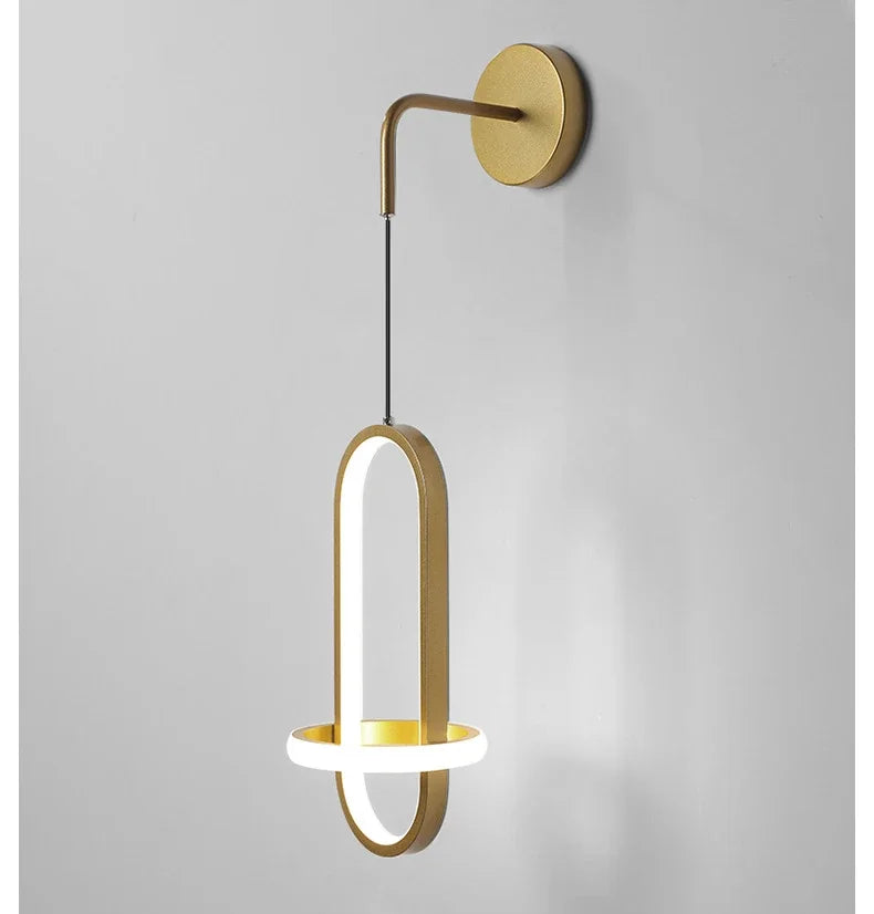 Applique Murale LED Nordique en Fer Noir et Doré, Luminaire Intérieur Élégant