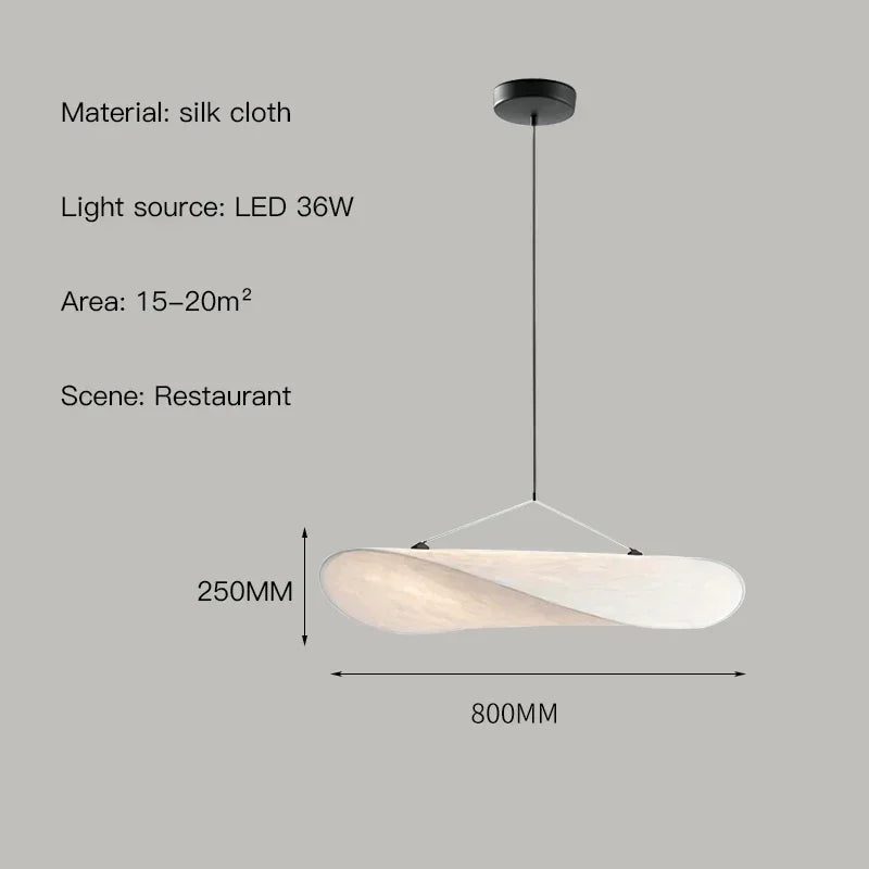 Suspension Wabi Sabi nordique en soie naturelle LED blanc modulable