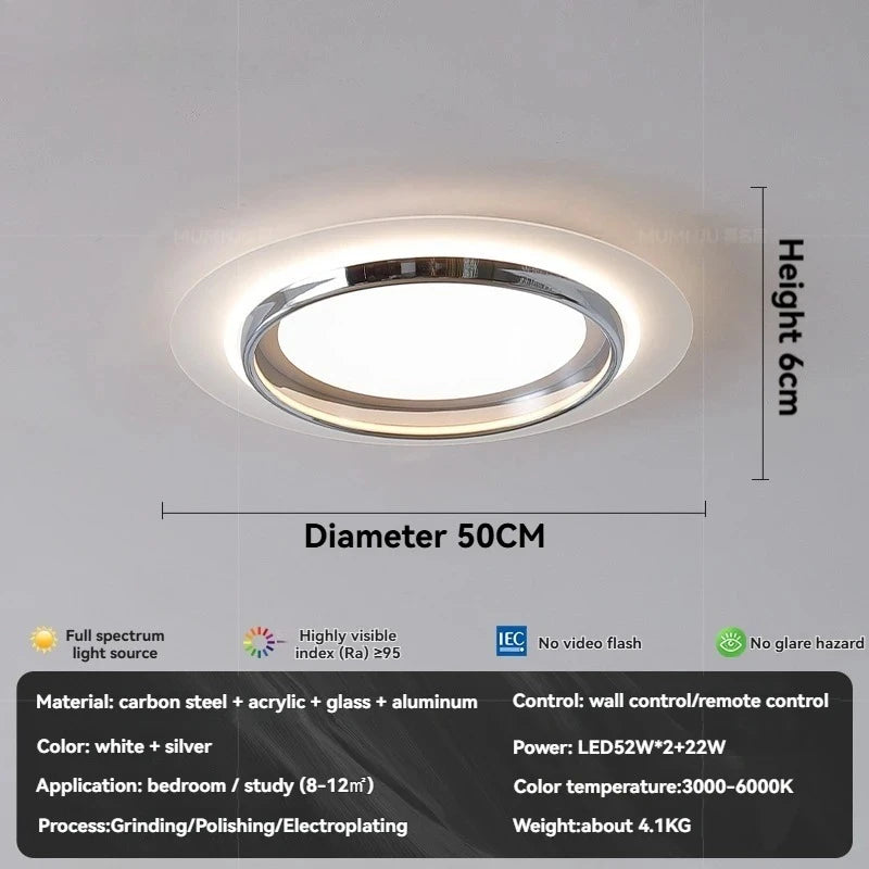 Plafonnier LED moderne en acrylique à coins arrondis, lumière chaleureuse pour intérieur élégant