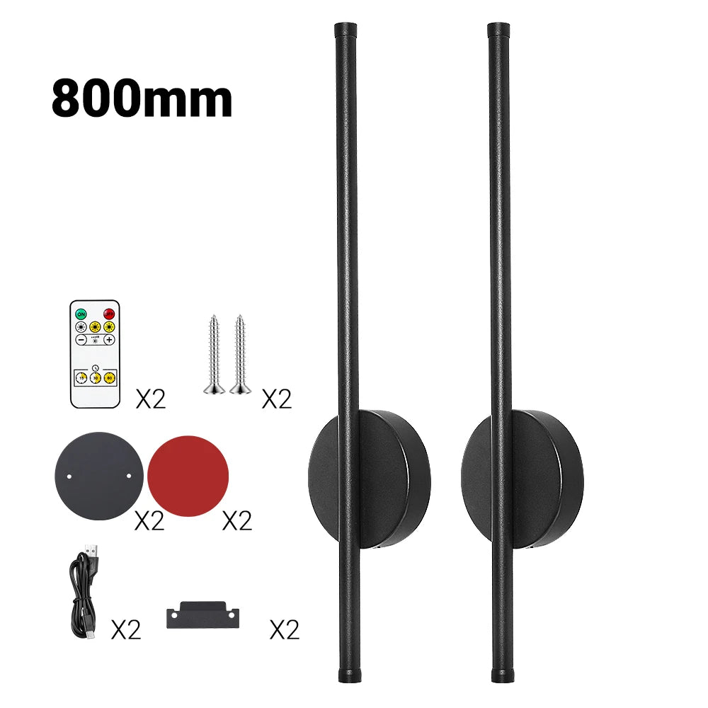 Applique Murale LED Rechargeable Aluminium à Intensité Variable avec Télécommande, Lot de 2, 50 et 80 cm