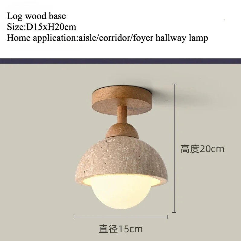 Plafonnier LED en pierre de travertin, lumière chaude pour salon et couloir