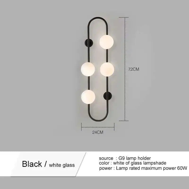 Applique Murale Moderne en Fer et Verre Blanc, Lumière LED Ambiance Cosy