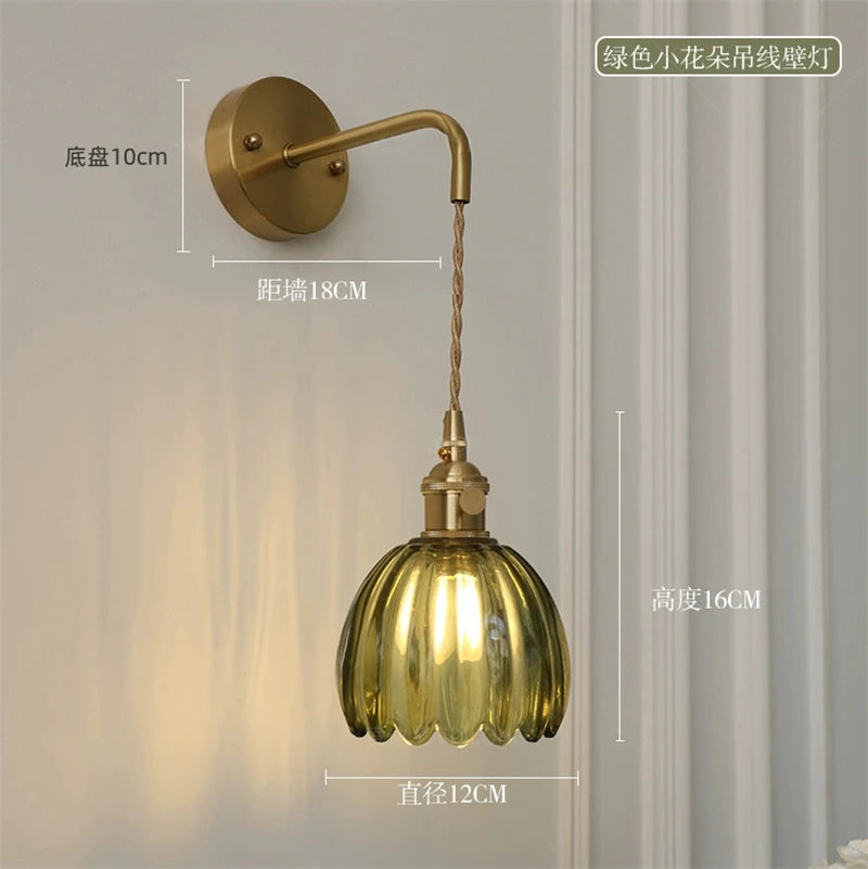 Applique Murale Moderne en Verre à Fleurs LED pour Chambre et Bureau