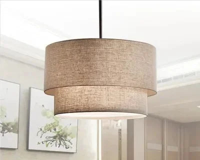 Suspension lin double couche style nordique américain moderne pour salon et salle à manger