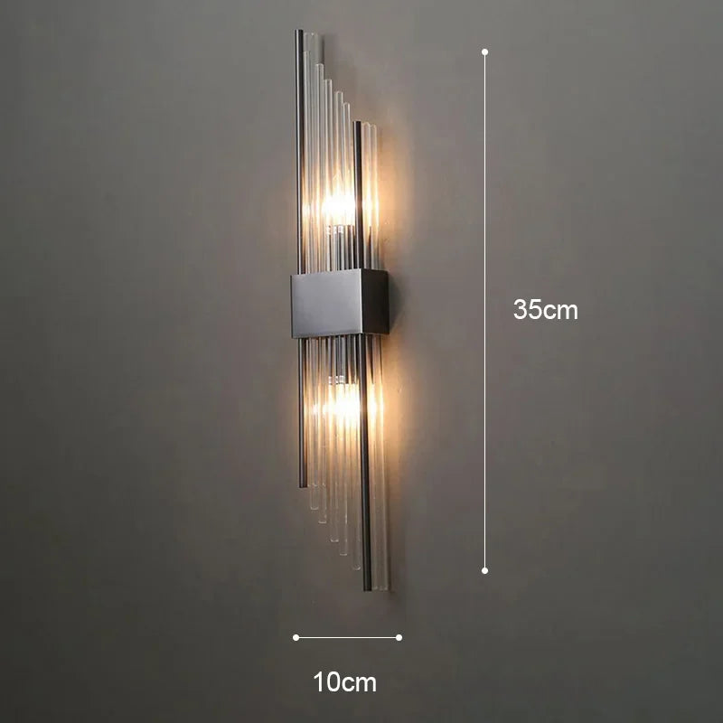 Applique Murale LED Dorée en Acier Inoxydable et Cristal, Éclairage Intérieur Design