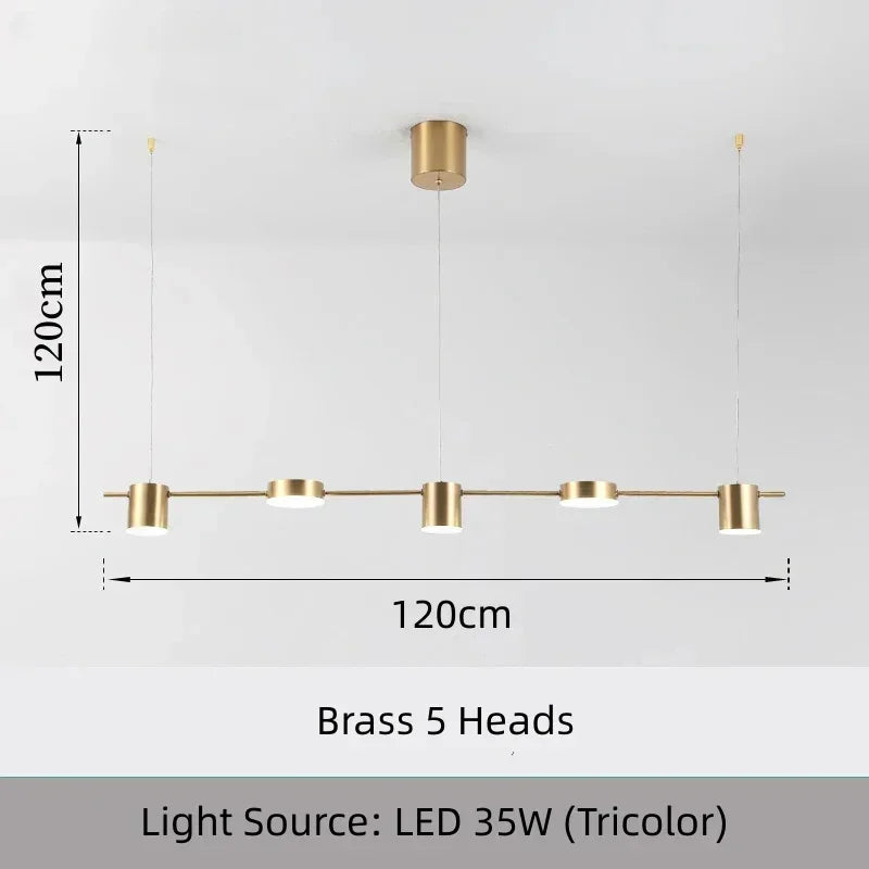 Suspension 5 têtes minimaliste moderne en métal avec lumière chaude pour bar et salle à manger
