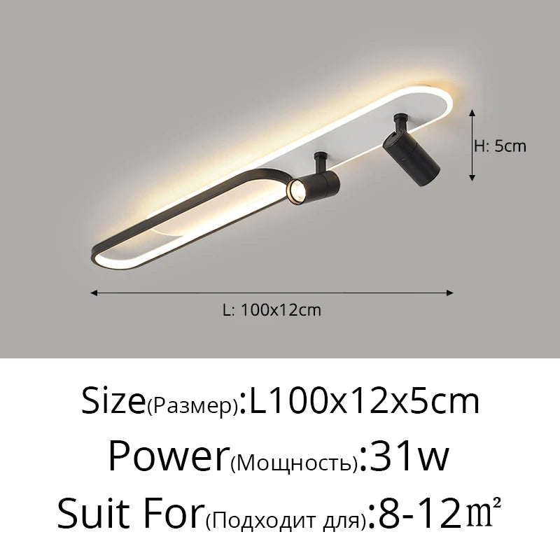 Plafonnier LED moderne avec projecteur or pour chambre et bureau