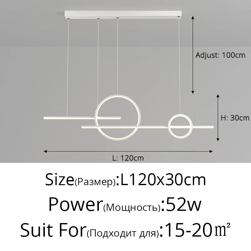 Suspension LED QIYIMEI en aluminium, lumière chaude pour salon et salle à manger