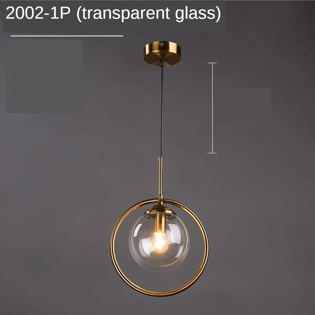 Suspension boule en verre moderne, luminaire décoratif pour cuisine et salle à manger