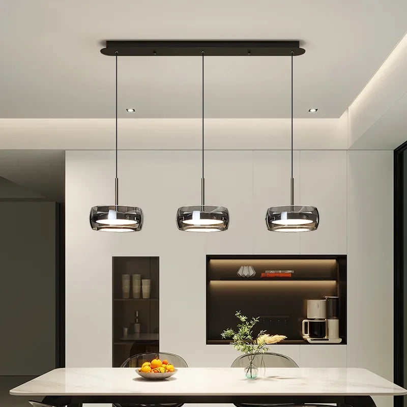 Suspension LED moderne en verre, éclairage intérieur réglable pour salle à manger