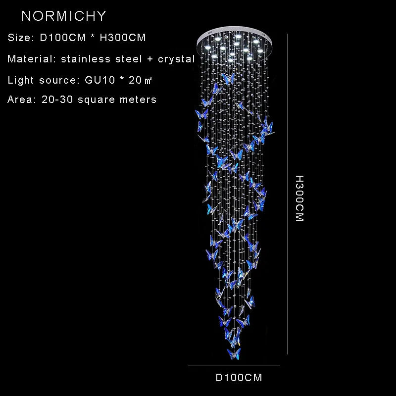 Lustre duplex creux rotatif en cristal style postmoderne pour hall