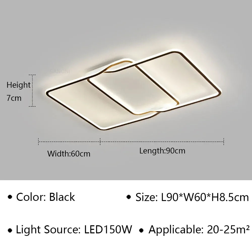 Plafonnier LED Moderne en Aluminium et Acrylique, Luminaire Décoratif pour Salon et Bureau