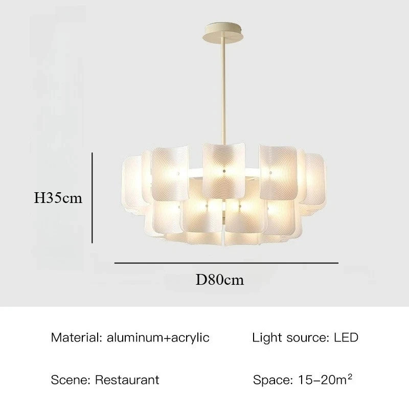 Suspension grand lustre blanc minimaliste Wabi Sabi en acrylique LED pour salon et hall