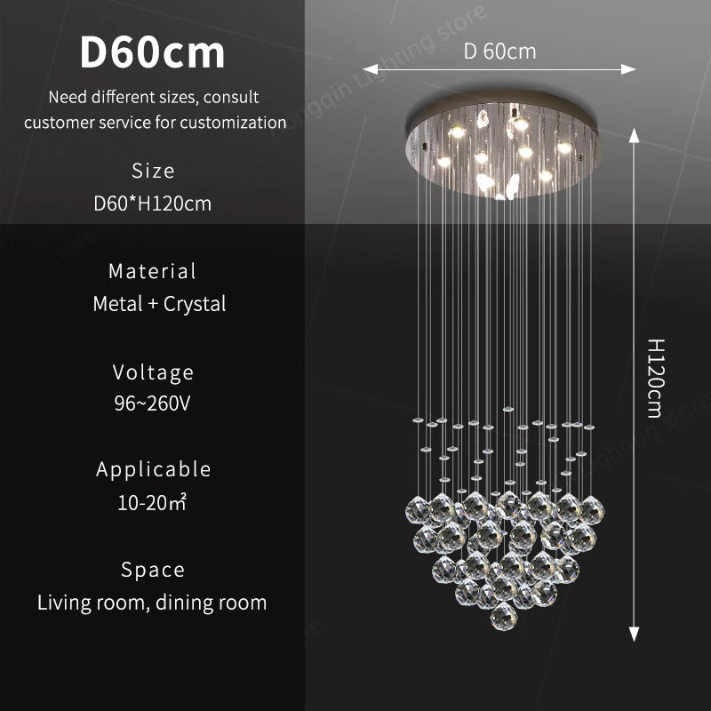 Suspension moderne en cristal pour salon et cuisine, lustre élégant