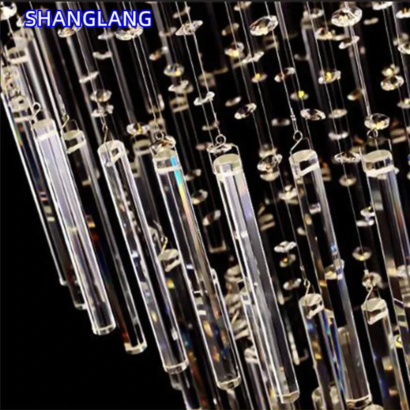 Lustre moderne en cristal K9, suspension LED pour escalier en spirale, lumière chaleureuse