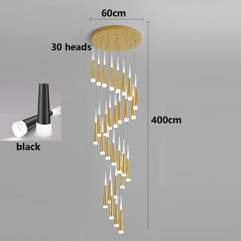 Suspension LED moderne en alliage pour escalier et salon, lumière chaude réglable