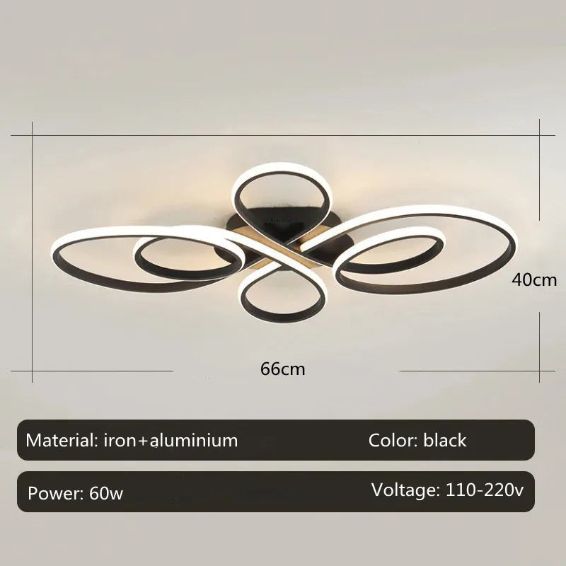 Plafonnier LED moderne à intensité variable avec télécommande, design métal et aluminium, éclairage chaleureux pour salon et salle à manger