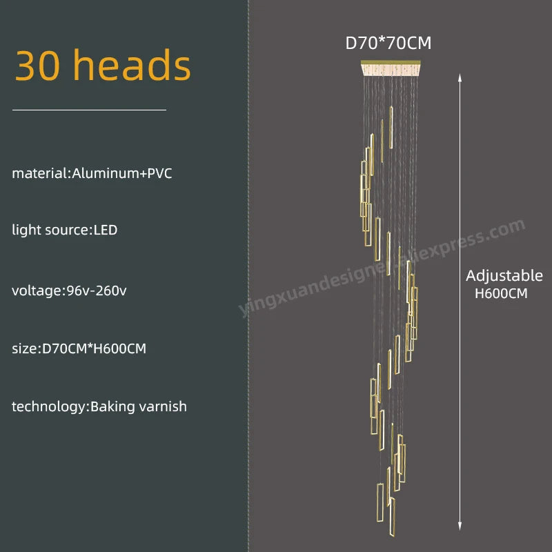 Suspension LED Minimaliste en Aluminium, Luminaire Moderne pour Hall et Escalier