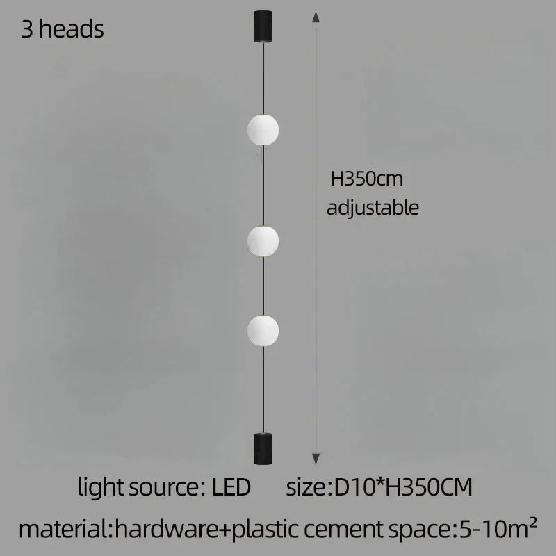 Suspension sphérique nordique moderne en métal pour salon lumineux