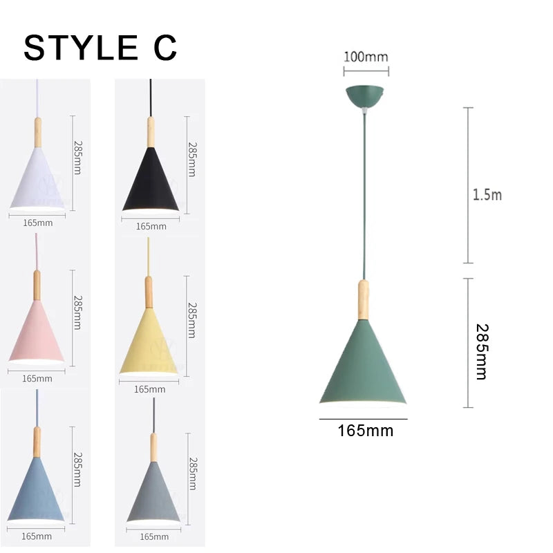 Suspension multicolore moderne E27 en aluminium, éclairage LED 110-220V