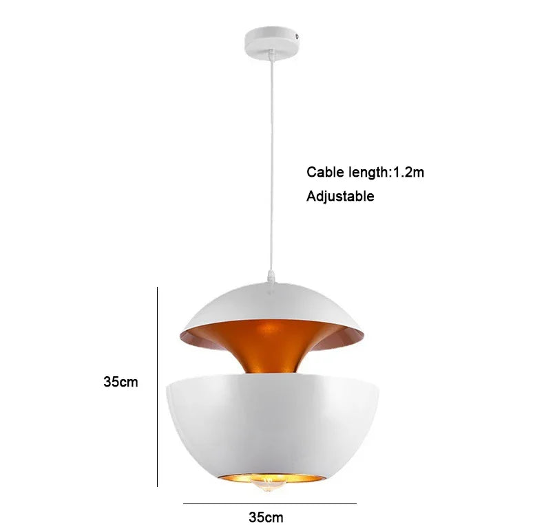 Suspension lustre postmoderne noir et blanc en métal, lumière chaleureuse