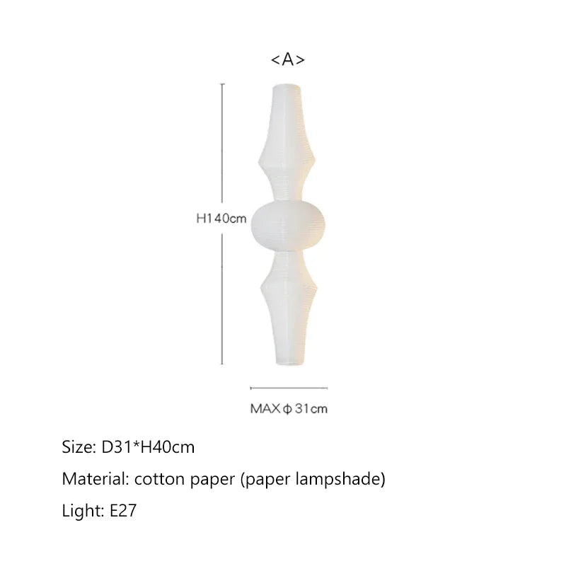 Suspension Akari en papier de riz blanc, lampe japonaise pour salle à manger et escalier