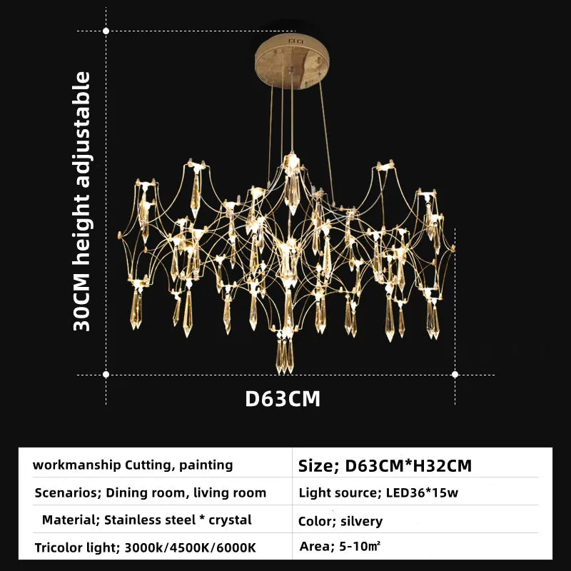 Suspension moderne en cristal pour salon et chambre, éclairage LED dimmable