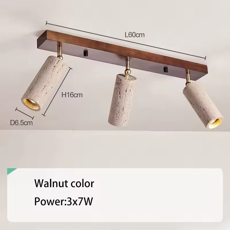 Plafonnier travertin design wabi sabi, projecteur LED pour salon et couloir