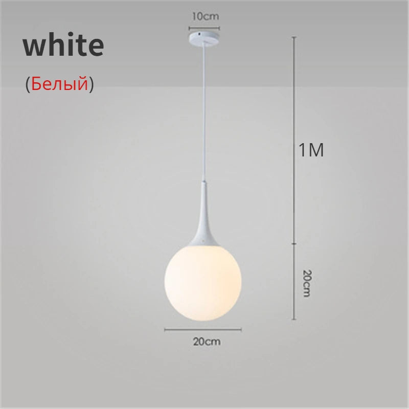 Suspension LED Boule en Verre Nordique, Luminaire Design Moderne