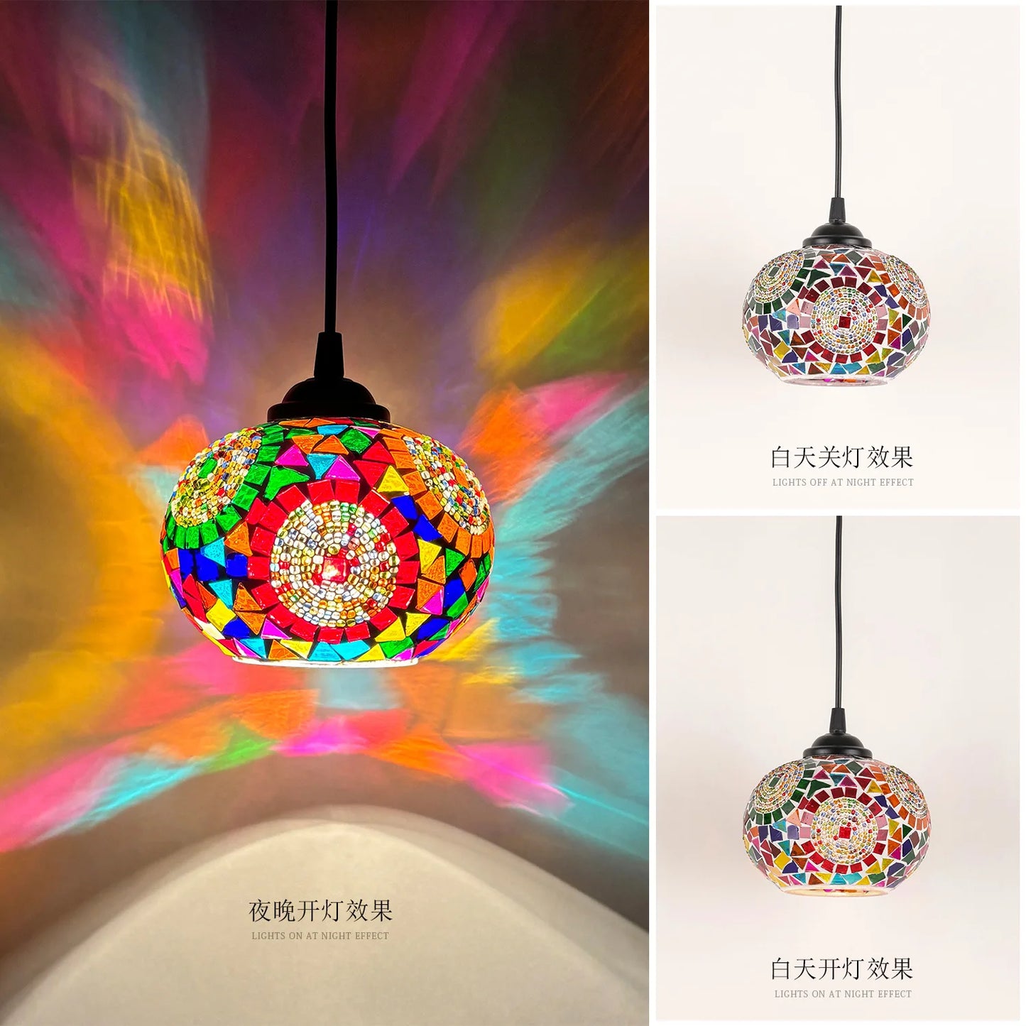 Suspension mosaïque en alliage style bohème pour chambre et salle à manger