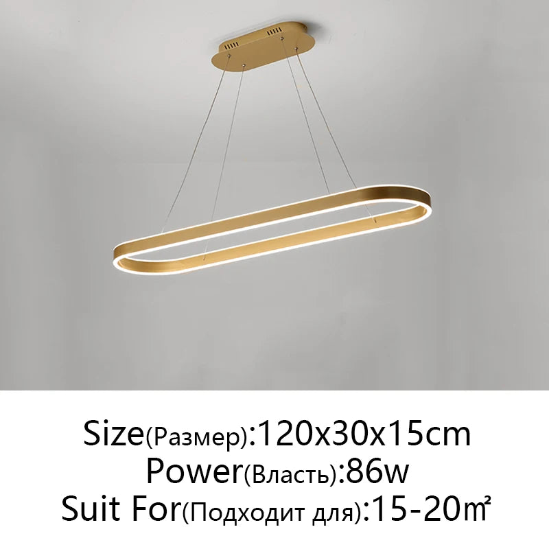 Suspension LED en aluminium au design nordique moderne, lumière chaude ajustable