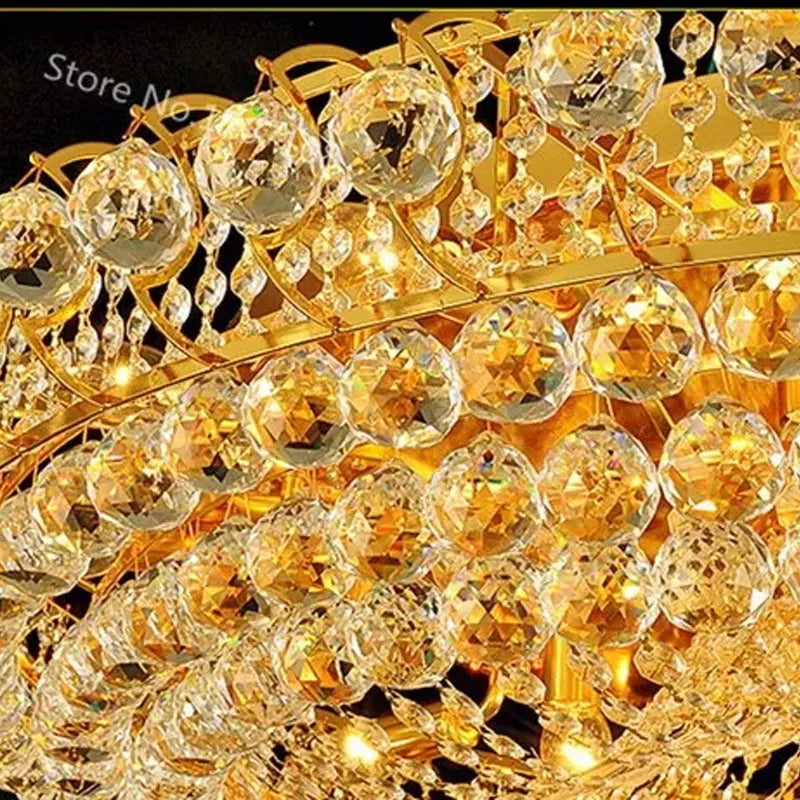 Lustre circulaire doré en cristal Rmy-0116 pour salon et hôtel 1,2-1,5 m