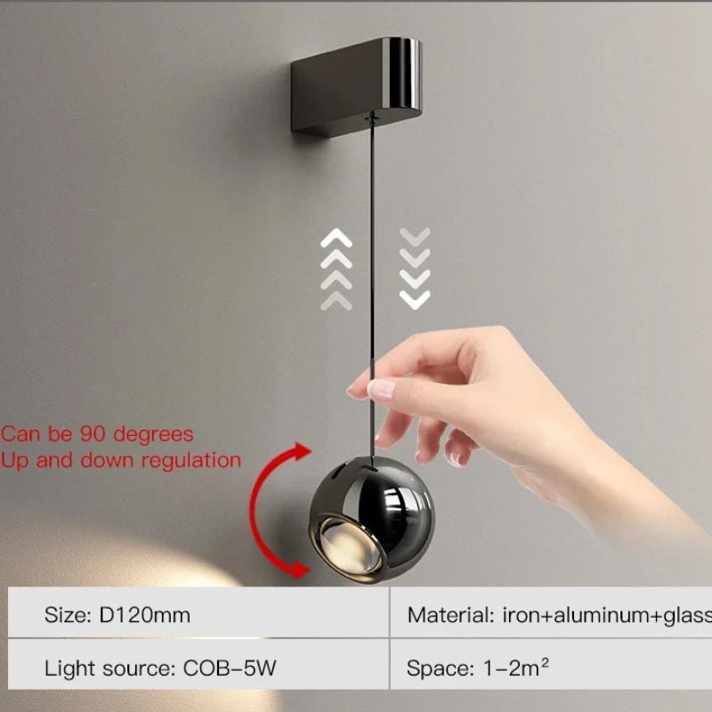 Applique Murale LED Réglable Moderne en Aluminium Noir pour Chambre et Salon - Luminous Place