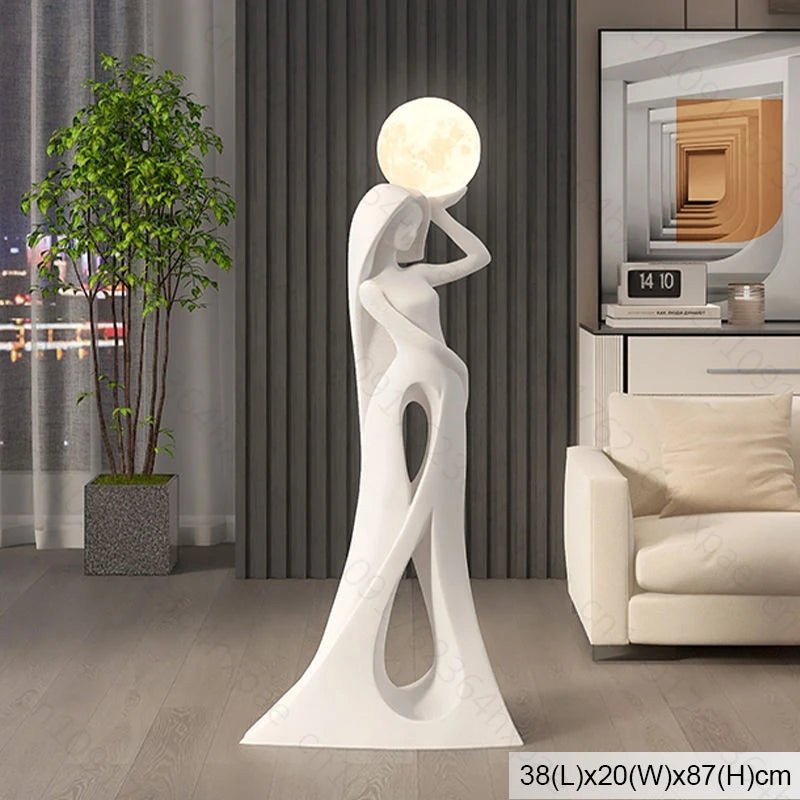 Lampadaire décoratif flocage avec veilleuse, art abstrait humain, ambiance chaleureuse - Luminous Place