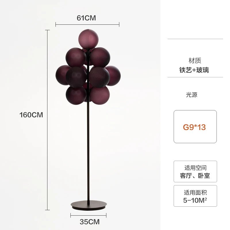 Lampadaire moderne en verre de raisin pour salon et chambre à coucher - Luminous Place