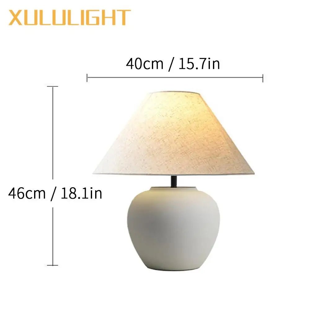 Lampe de table Wabi Sabi en céramique noire style japonais rétro avec lumière chaude réglable - Luminous Place