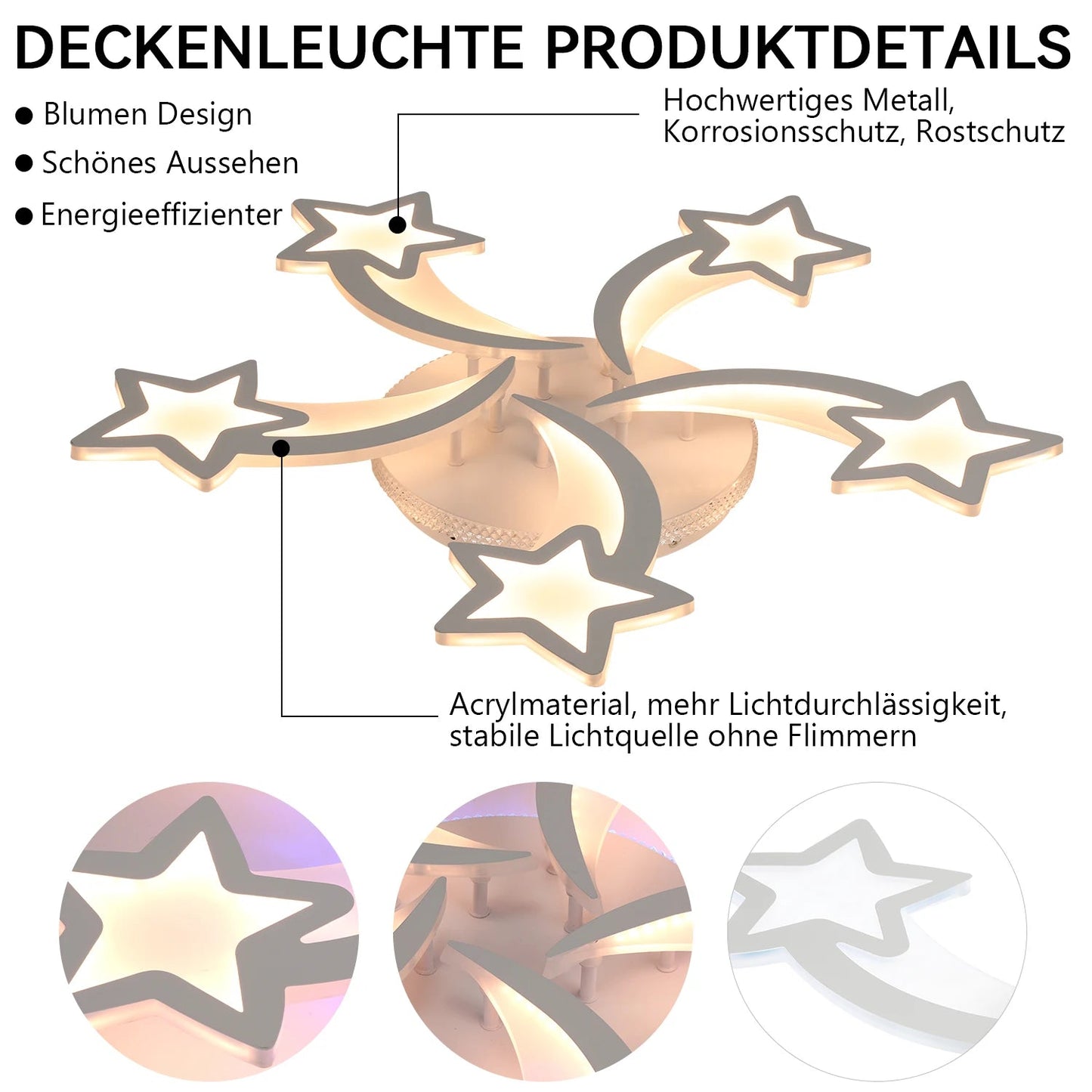 Lampe Enfant Plafonnier LED 54W Étoile Dimmable avec Lumière RVB - Luminous Place