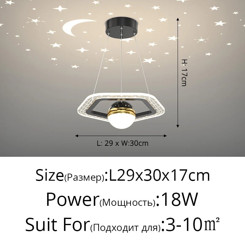 Lampe Enfant Plafonnier LED Acrylique avec Boules de Verre et Projection d'Étoiles - Luminous Place