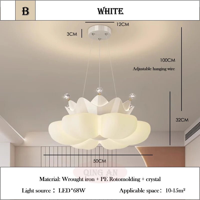 Lampe Enfant Plafonnier LED Couronne Pétale Blanc Rose Lumière Chaude - Luminous Place