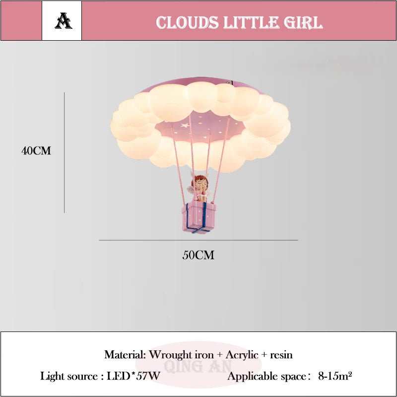 Lampe Enfant Plafonnier Nuage Rose LED Ambiance Chaude pour Chambre de Princesse - Luminous Place