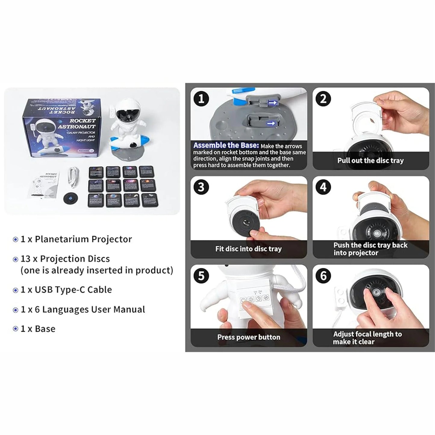 Lampe Enfant Projecteur Astronaute LED Ciel Étoilé Galaxie Ambiance Cosy - Luminous Place