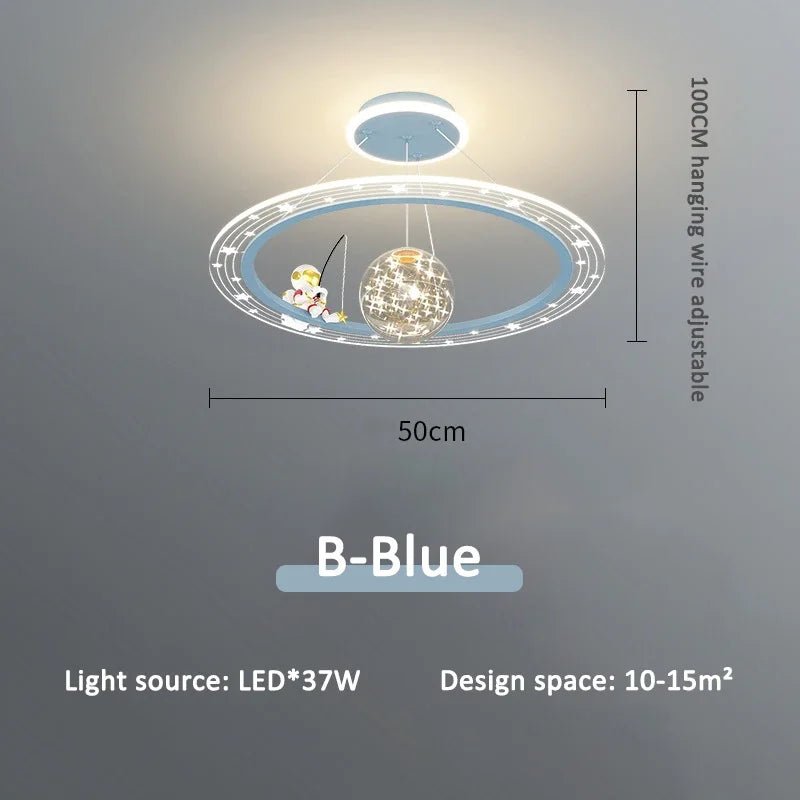 Lampe Enfant Suspension Astronaute LED Dimmable Ambiance Ciel Étoilé - Luminous Place