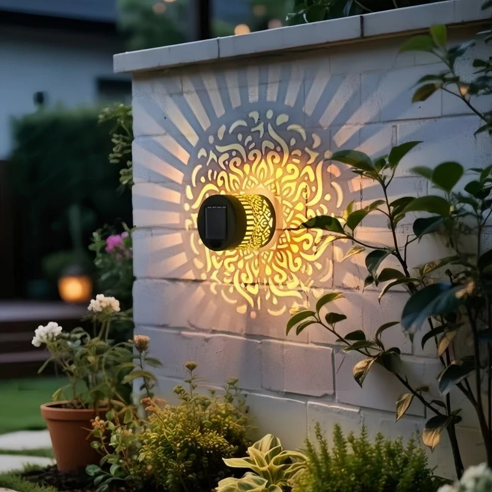 Luminaire Extérieur Applique Murale Solaire Mandala en Métal IP55, Lumière Chaude - Luminous Place