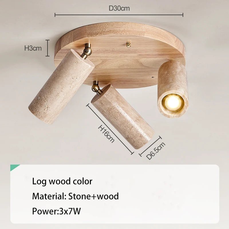 Spot Eclairage LED 3 Têtes Rotatif Bois Naturel Surface Murale - Luminous Place