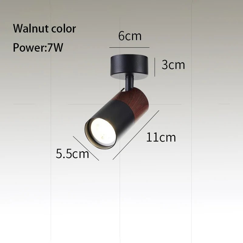 Spot Eclairage LED GU10 COB Bois Noyer Angle Réglable Plafonnier Surface 110 - 220V - Luminous Place