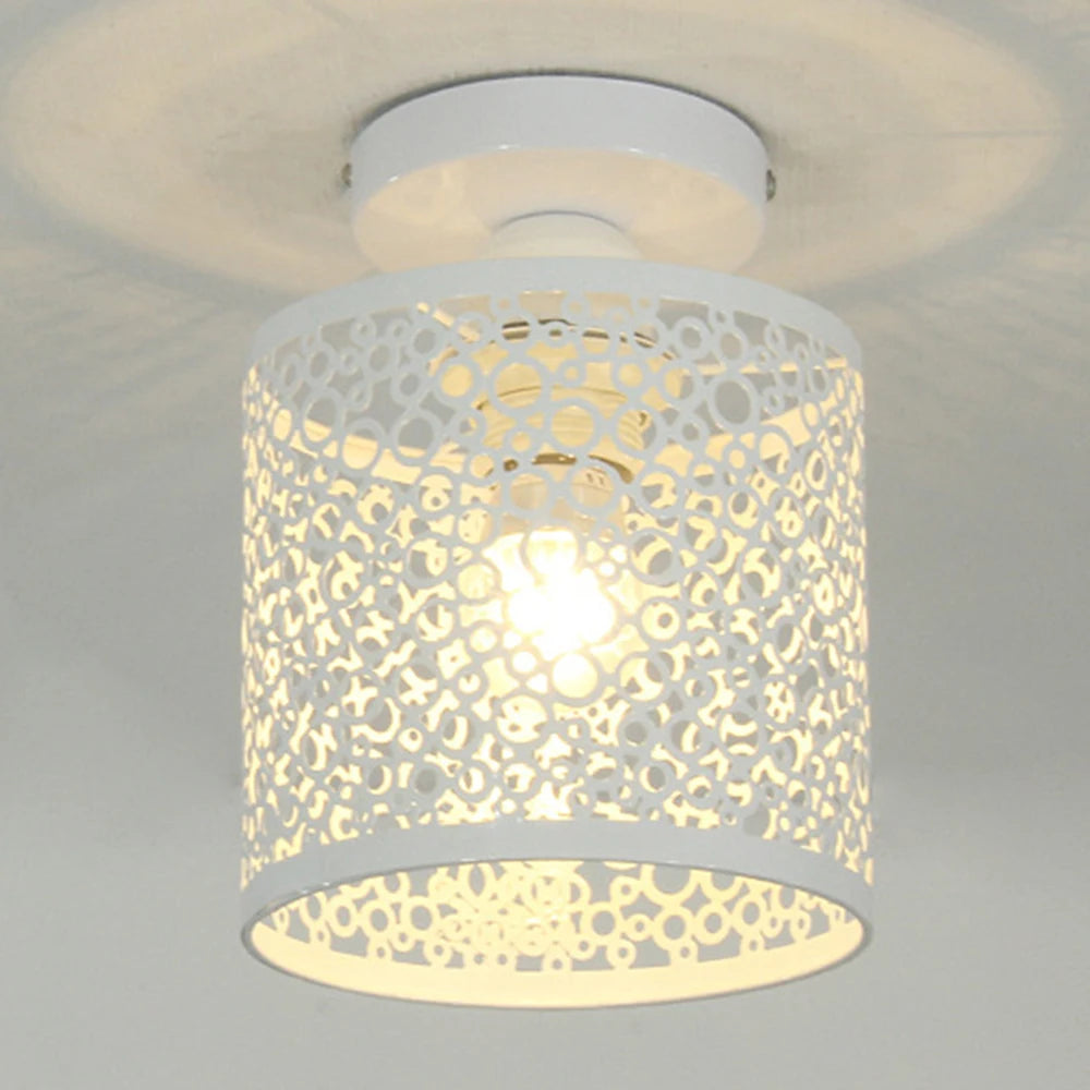 Plafonnier LED E27 en fer forgé noir style nordique moderne pour intérieur