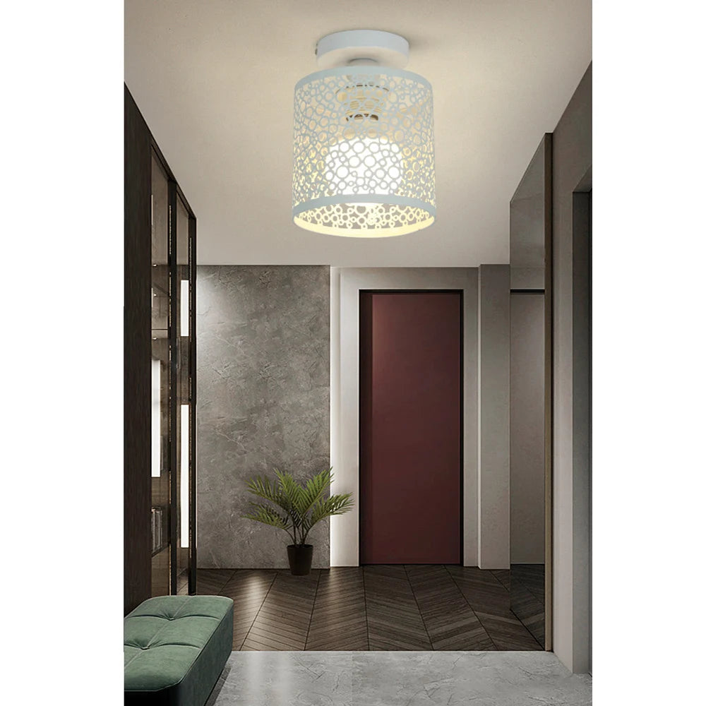 Plafonnier LED E27 en fer forgé noir style nordique moderne pour intérieur